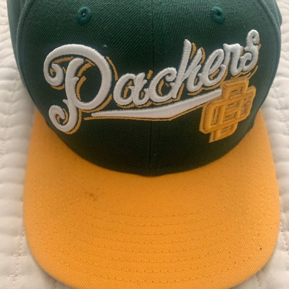 New Era Green and Yellow Packers Script Snapback Hat